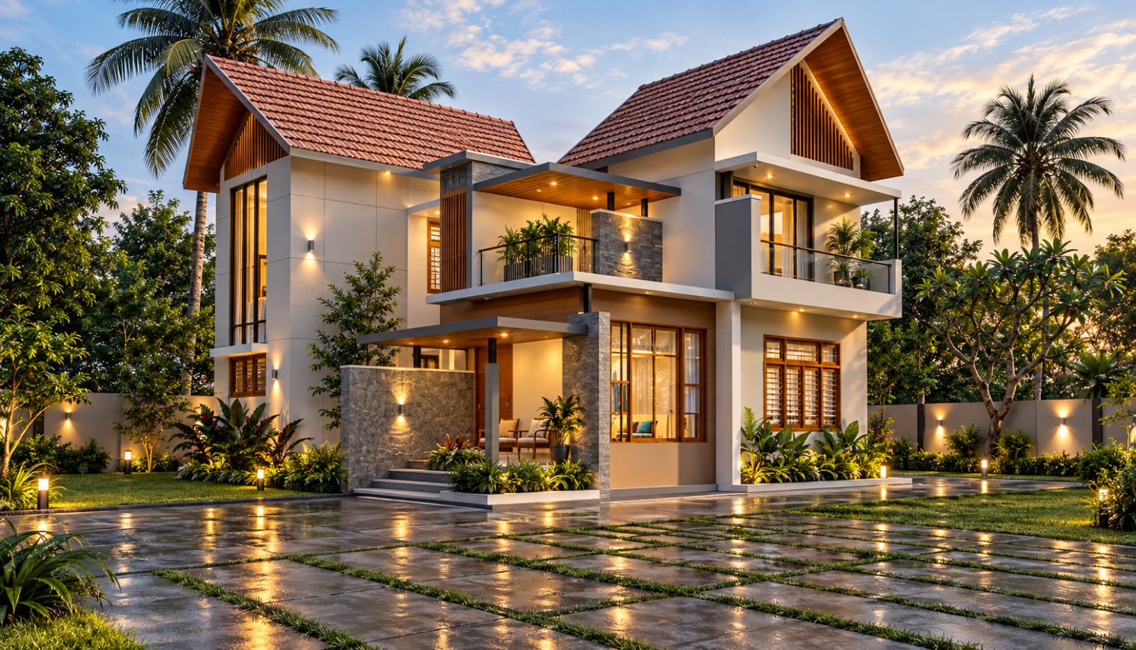 Palm Grove Twin Villa — Residential project by iptnirman in Malappuram, Kerala