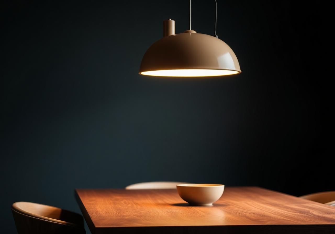 Pendant over a walnut table